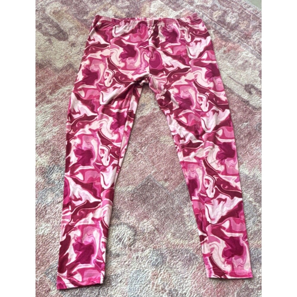 Bobbie Brooks Women's XL Ankle Leggings Pink Red Geometric Stretch 2-Pack - Picture 2 of 7
